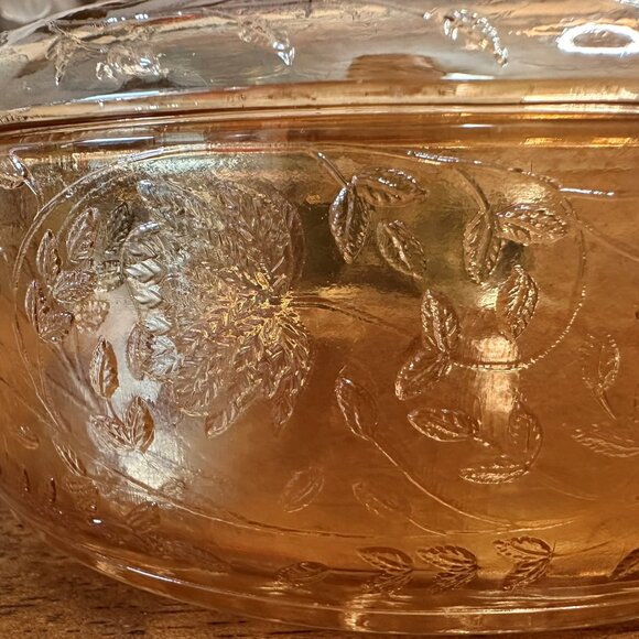 Jeannette Glass Floragold Louisa Iridescent Covered Candy Dish Depression Glass - Picture 4 of 6